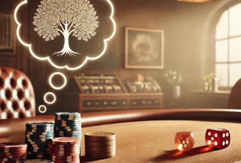 DALL·E-2025-01-19-18.30.22-A-realistic-and-natural-scene-of-a-poker-table-with-cards-chips-and-dice-placed-neatly.-The-setting-is-warm-and-inviting-with-soft-lighting-that-hi